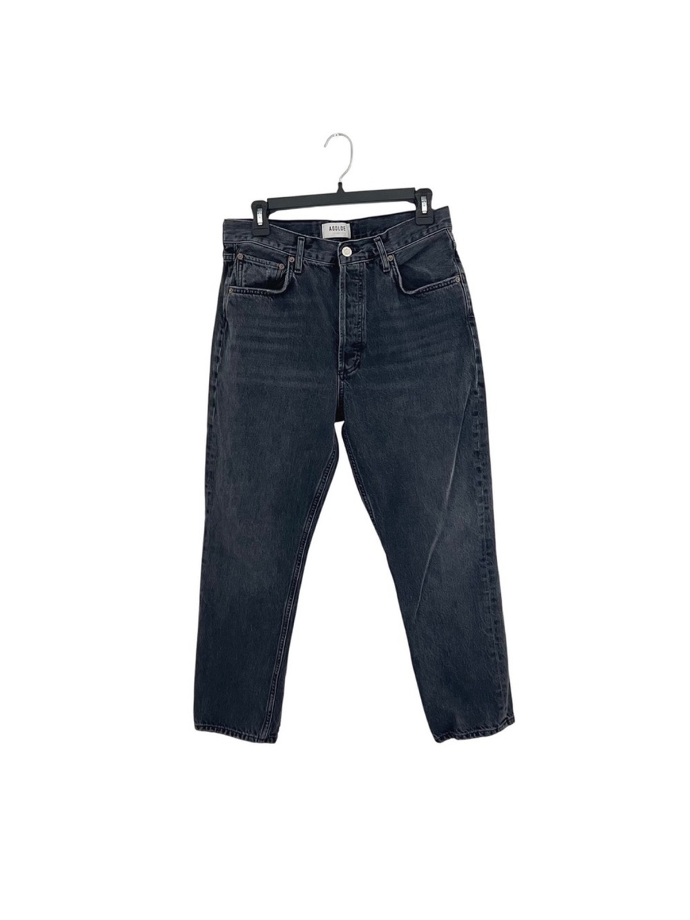 AGOLDE Riley High Rise Wide Crop Jeans Black Wash Denim Womens 29 - Picture 2 of 10